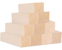 12 stuks lindehouten blokken voor houtsnijden, onbewerkt, 2,5 x 2,5 x 15 cm voor beginners