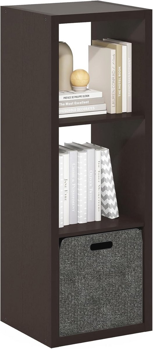 Decoratieve kubus opbergorganizer - 3-kubus in donker eiken voor moderne ruimte