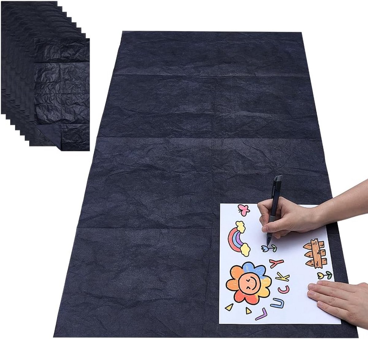 8 vellen zwart carbon transferpapier voor tekenen en schetsen - 105 x 51 cm
