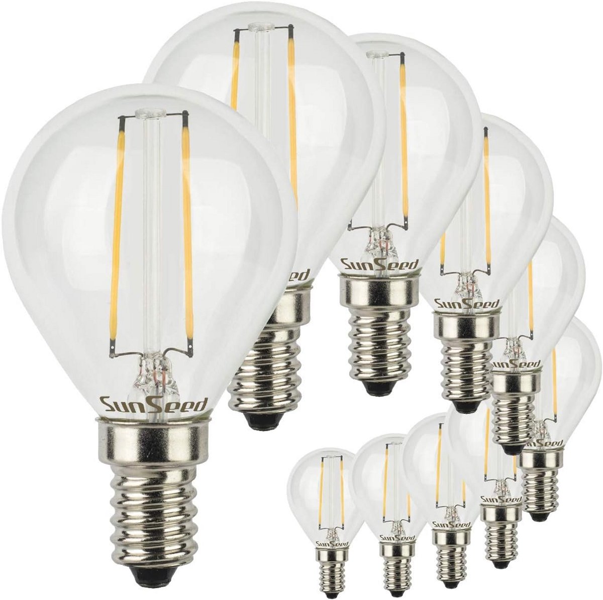 LED Golfbal Lamp E14 2W Vervangt 25W Warm Wit 2700K - 10 Stuks