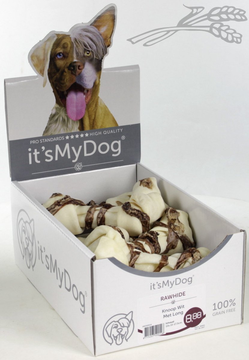 It's My Dog | Rawhide | Knoop Wit Met Long 6 stuks 20-23 cm