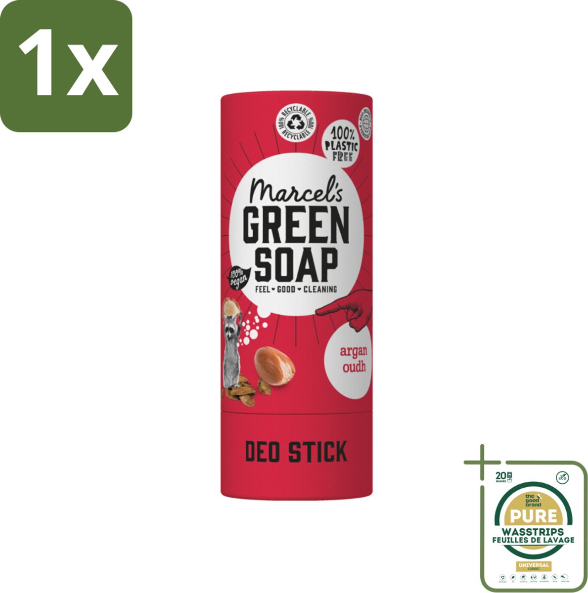 1 x Marcel's Green Soap - Deodorant Stick - Argan & Oudh - Langdurige frisheid - 40 gr- Deodorant Stick - Argan & Oudh - Natuurlijke Deodorant - Geur - Frisheid