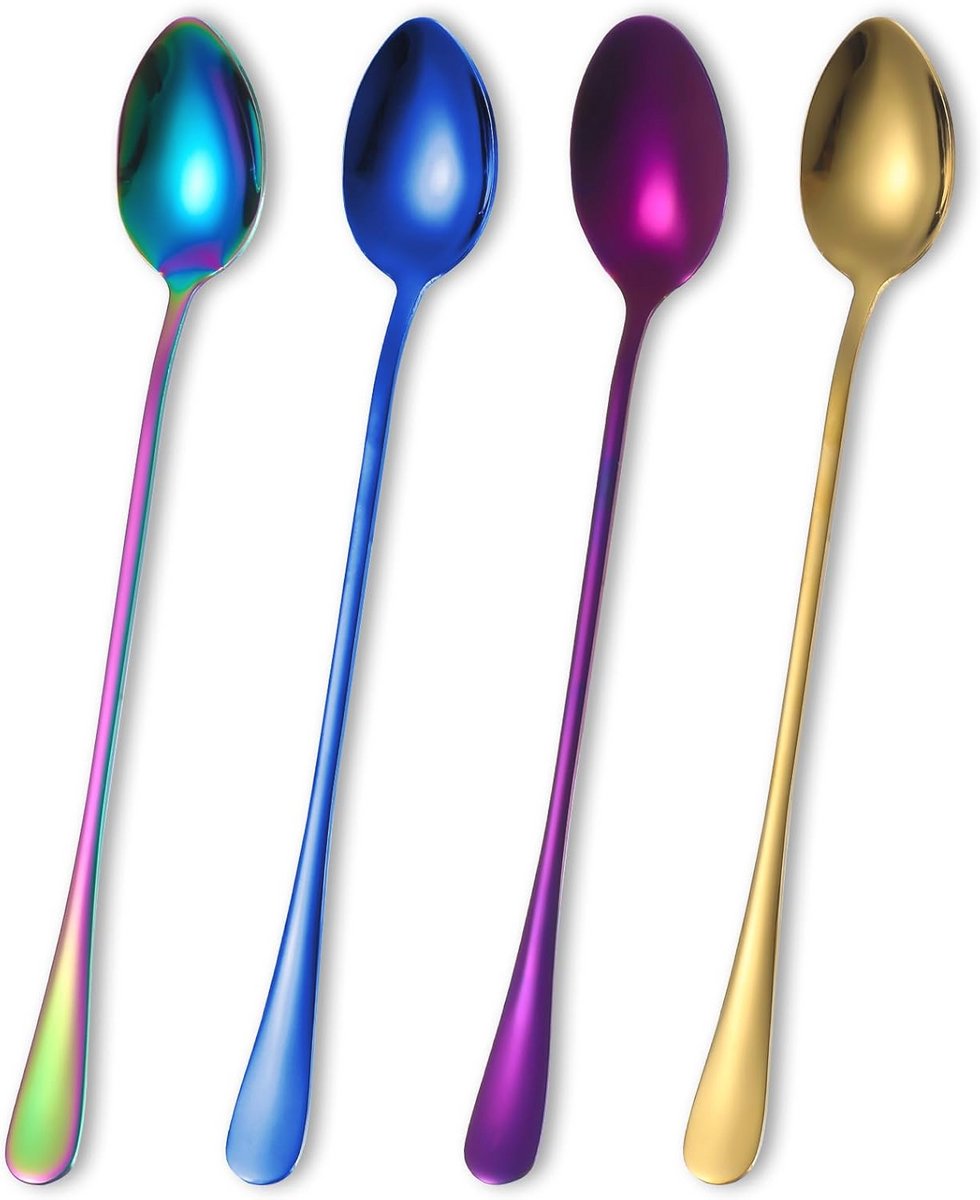 Lange Lepels voor Latte Macchiato, IJs en Cocktails - Set van 4