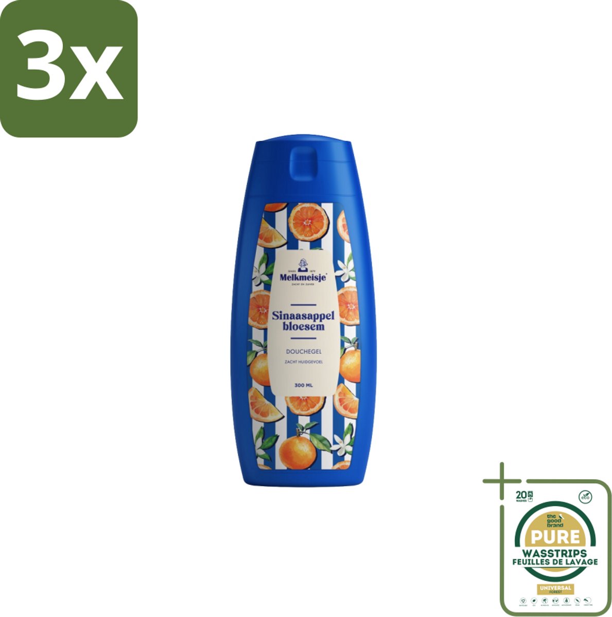 3 x Melkmeisje – Douchegel – Sinaasappelbloesem – 300 ml - Grootverpakking - Koffiezetapparaat