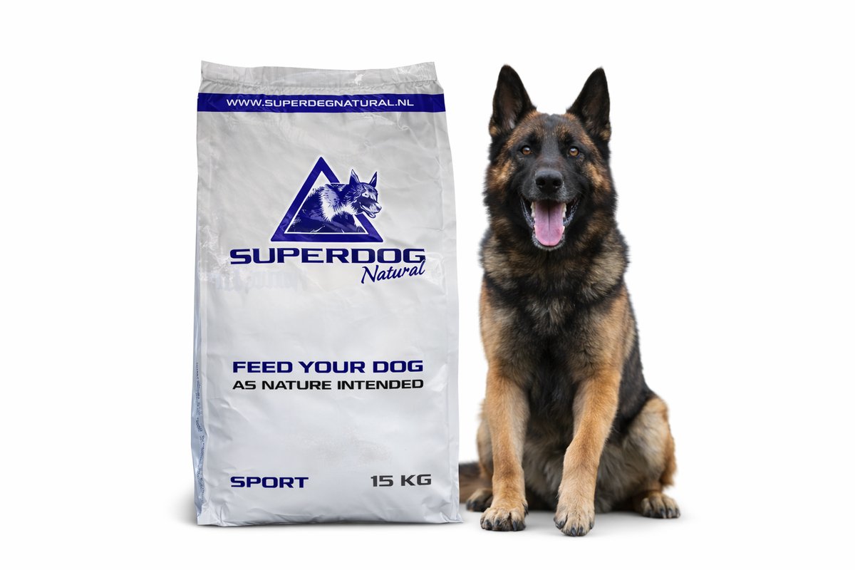 SuperDog Natural Superdog Natural SPORT- Koudgeperst Hondenvoer KIP - Tarwe- & Glutenvrij - Voor Actieve Honden & Sporthonden - 15 kg