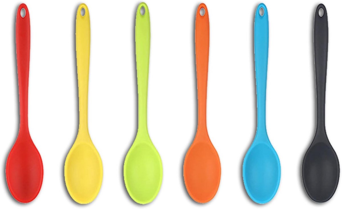 Kooklepels van Siliconen Set van 6 - Kleurrijke Antiaanbak Keukenaccessoires