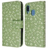 Coque Samsung Galaxy A40 avec porte-cartes - iMoshion Design Bookcase smartphone - Vert / Fleurs vertes