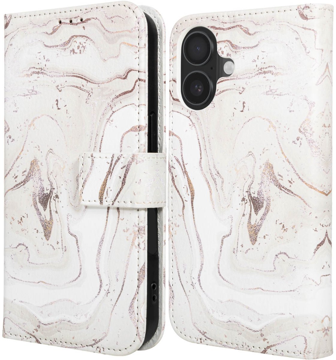 imoshion Hoesje - Geschikt voor Apple iPhone 17 - Design Bookcase smartphone - Sandy Marble