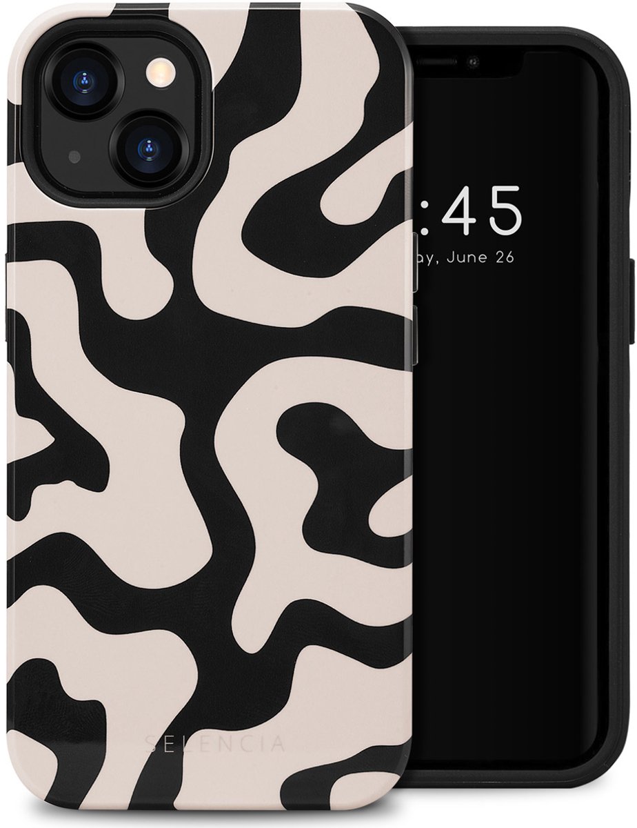 Selencia Hoesje - Geschikt voor Apple iPhone 13 - Backcover - Art Wave Black
