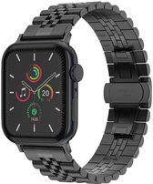 stalen bandje - Geschikt voor Apple Watch 1, 2, 3, 4, 5, 6, 7, 8, 9, 10, 11 (42 mm), SE - 38/40/41 mm - Zwart