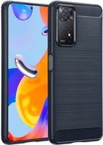 imoshion Coque adaptée pour Xiaomi Redmi Note 11 Pro Case Siliconen - imoshion Brushed Backcover - Bleu foncé