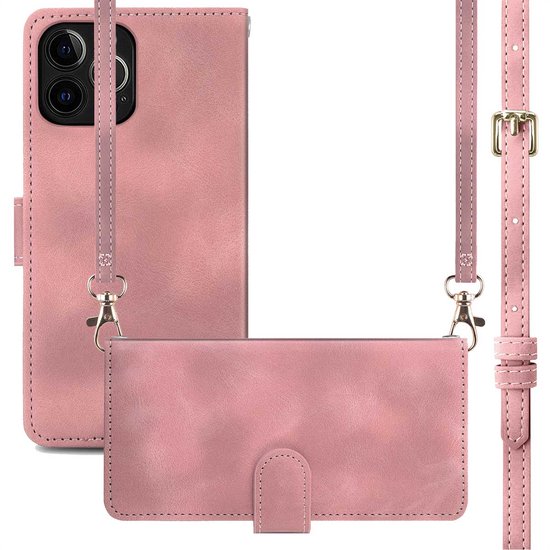imoshion Hoesje - Geschikt voor Apple iPhone 12 Pro / 12 - Bookcase met koord - Roze