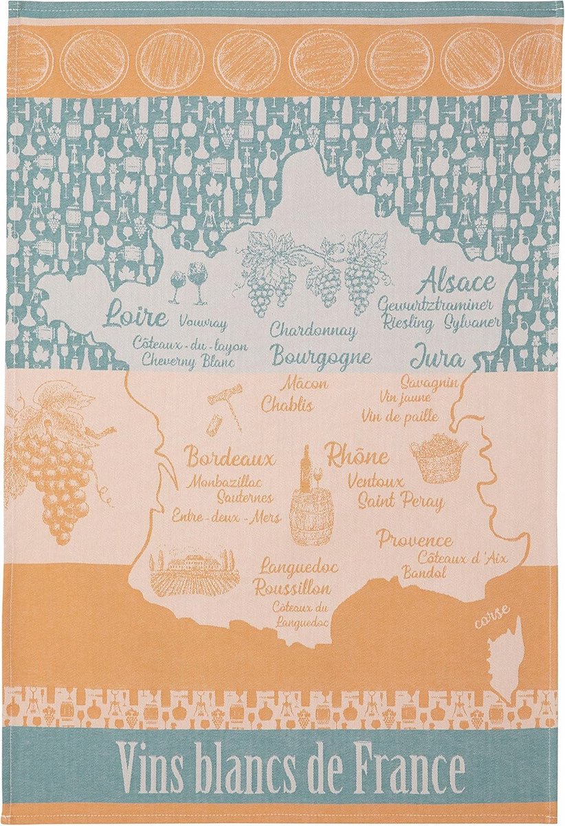 Theedoek Jacquard-katoen Wijnwit - Franse Wijntuinen