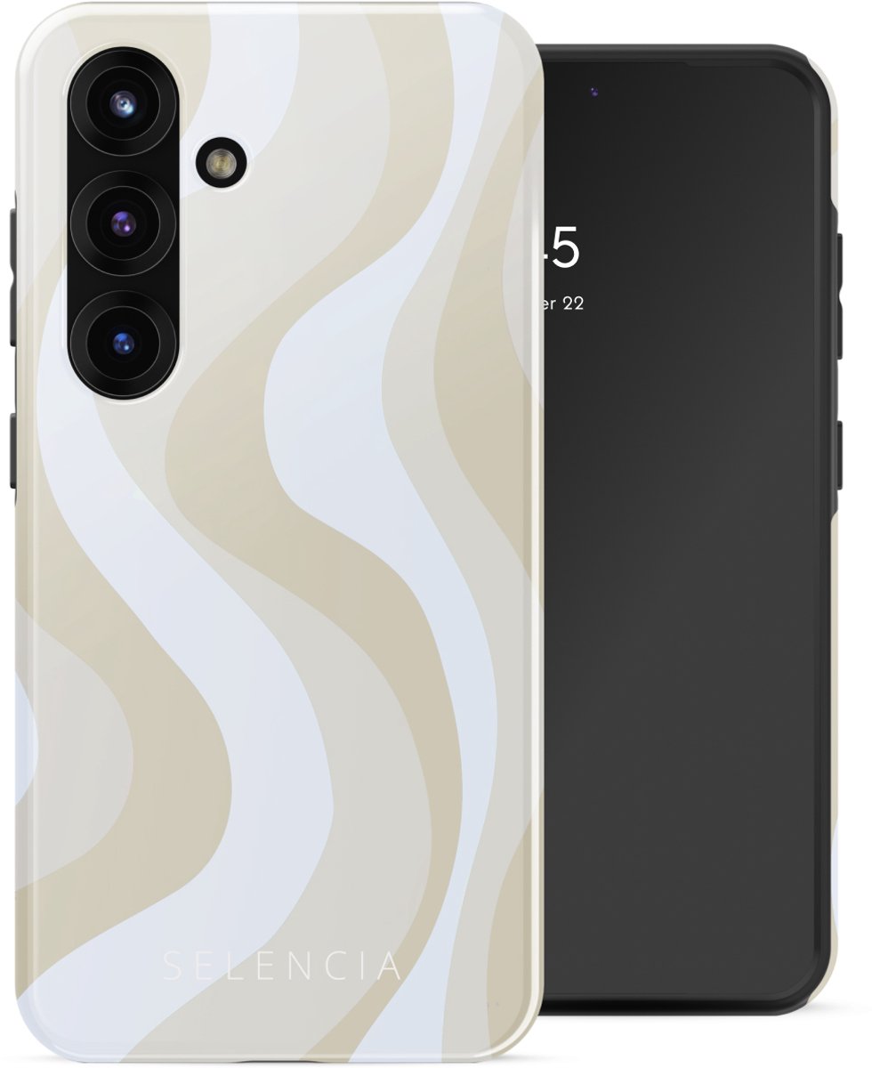 Selencia Hoesje - Geschikt voor Samsung Galaxy S25 - Backcover - Desert Waves Beige