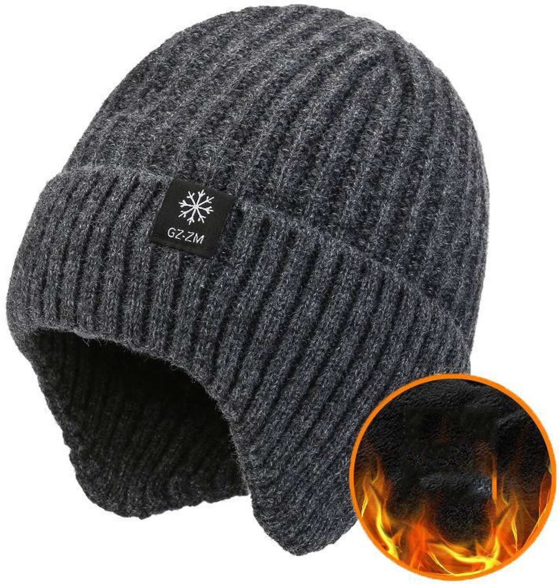 Outdoor Heren Winter Gebreide Muts - Pluche Warme Oorkap - Casual Mode Mutsen Fietsen Oorbescherming
