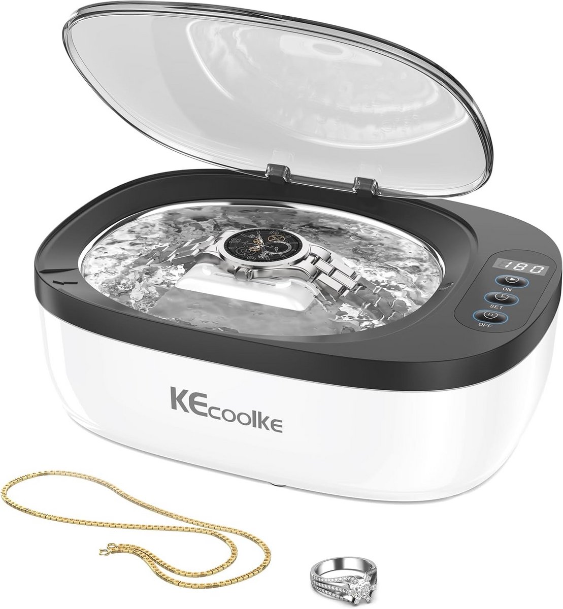 Ultrasonic Cleaner 750 ml met Digitale Timer voor Grondige Reiniging van Brillen, Ringen en Muntgeld