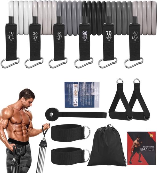 Corde De Traction élastique à 4 Tubes - Corde De Traction Pour Entraînement Assis - Corde De Résistance Multifonctionnelle - Violet