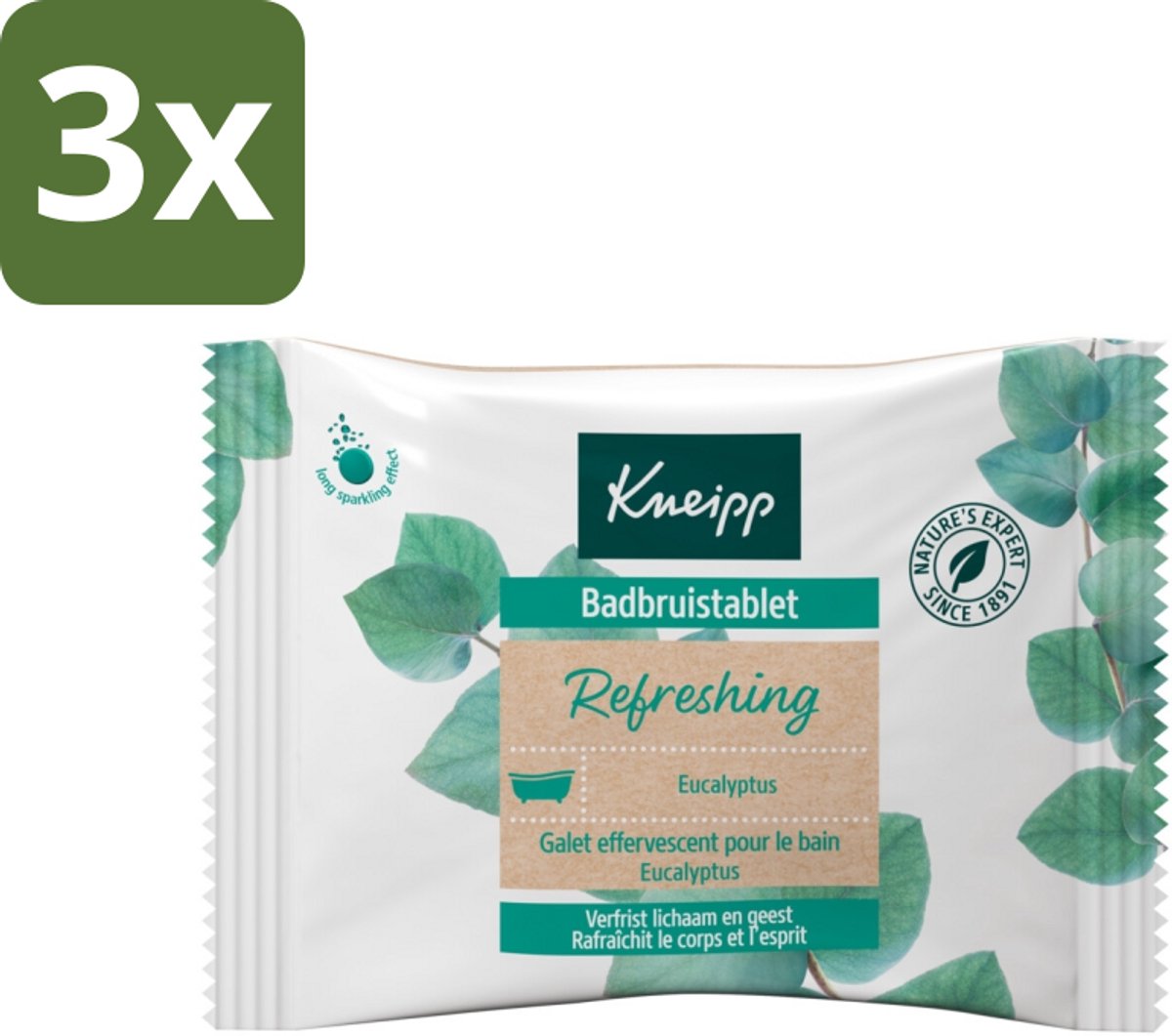 Kneipp - Badbruistablet - Mint Eucalyptus - Bulkverpakking - 3 stuks