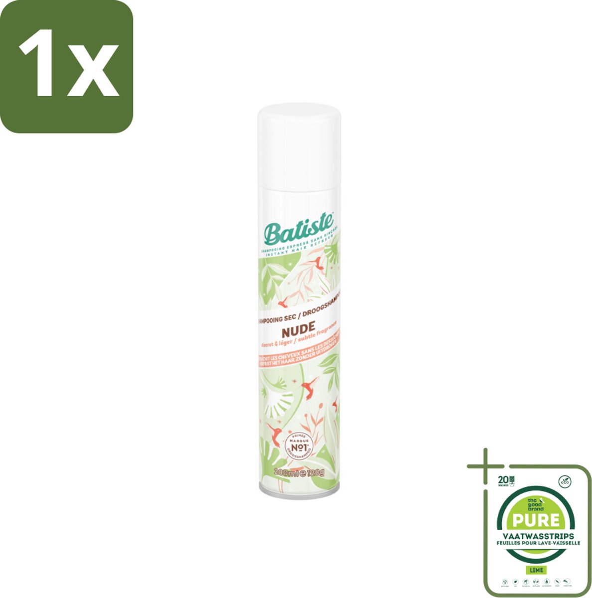 1 x Batiste - Nude - Droogshampoo - Frisse Look - Volume en Textuur - 200ml - Droogshampoo - Batiste - Nude - Fris Haar - Natuurlijke Droogshampoo