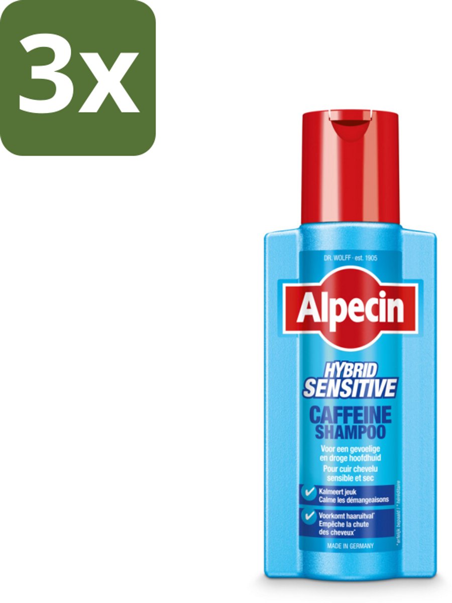 Alpecin - Hybrid - Shampoo - Gevoelige Hoofdhuid - 250 ml - Bulkverpakking - 3 stuks