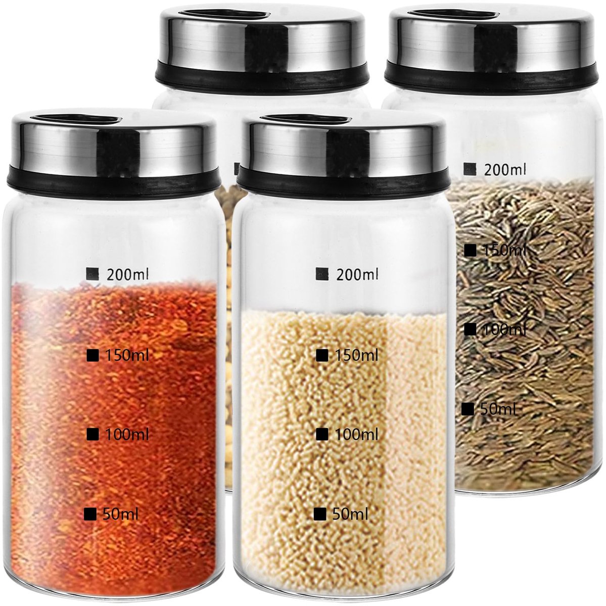 IMPERATORIS® Mini Zoutvaatjes Set – Elegant en Praktisch – Zoutvaatjes van Glas en Roestvrij Staal – Geschikt voor Keuken en Tafel – Set van 4 wit - 200 ml