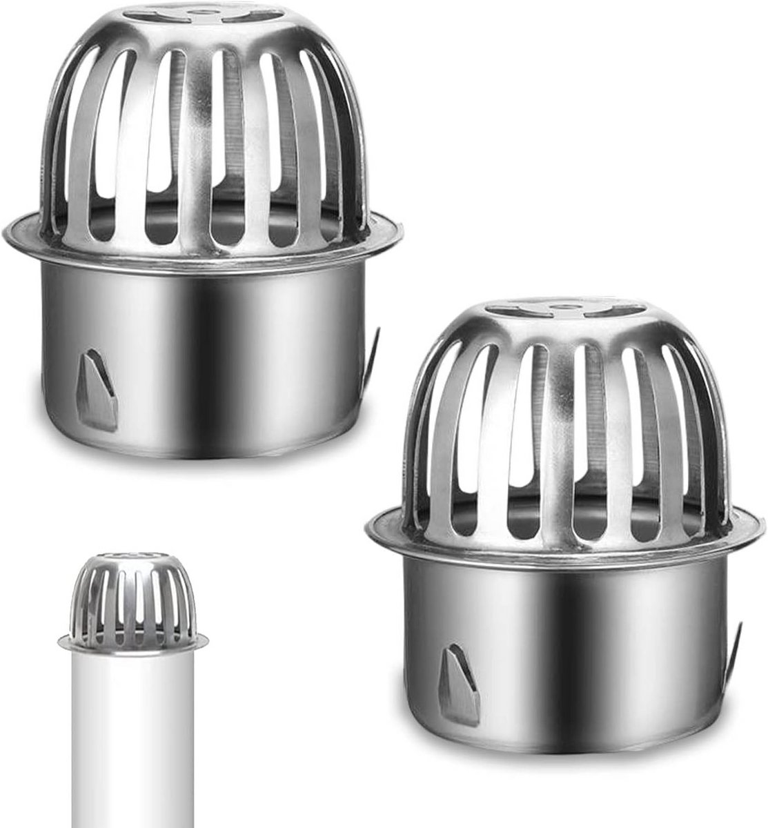 Dakgootbescherming Set van 2 - Roestvrijstalen Bladvanger voor Regenpijpen - 67 mm