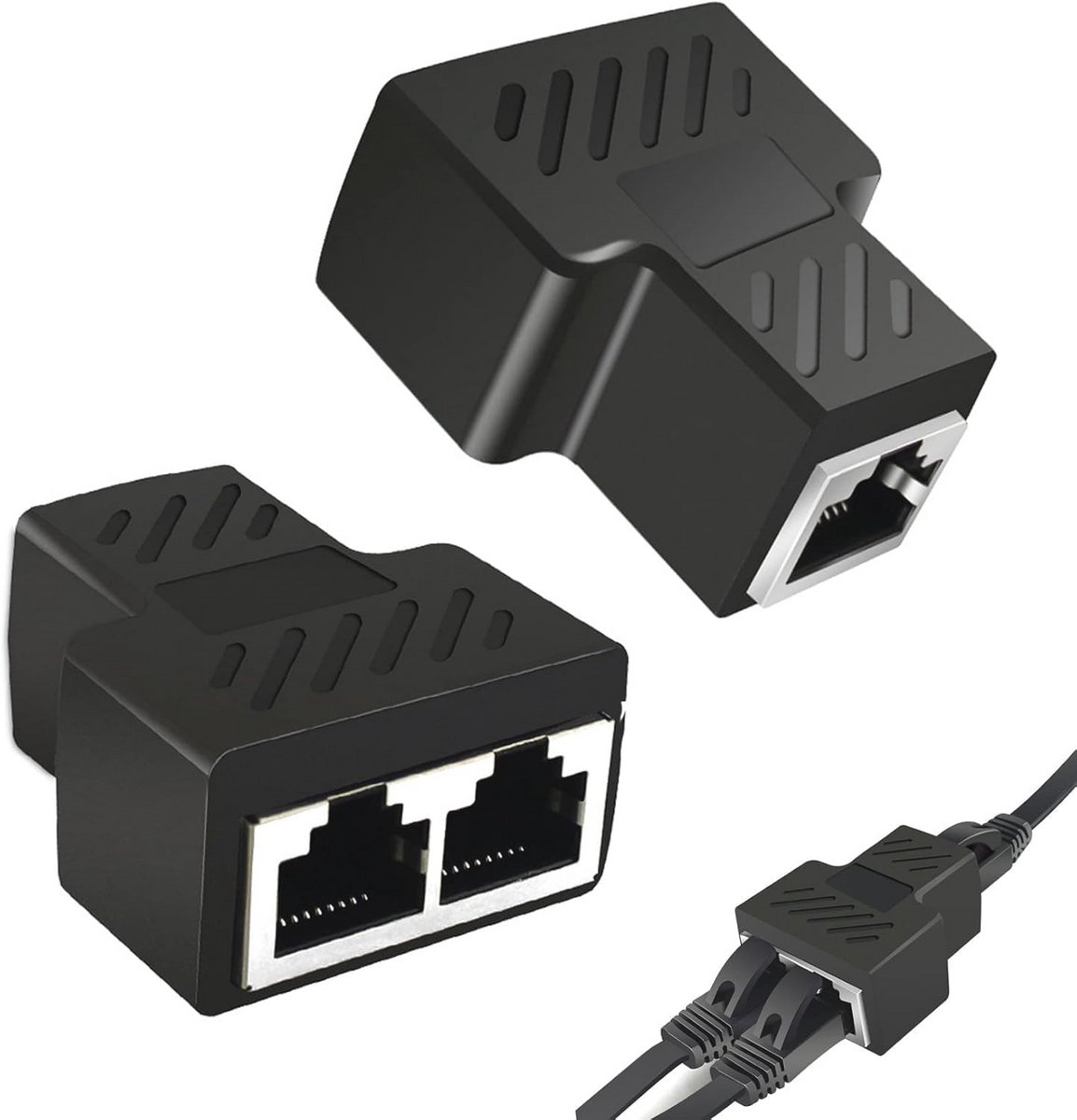 RJ45 LAN Splitter Adapter - 1 op 2 Stekkers voor Ethernet Cat 5/6/7/8