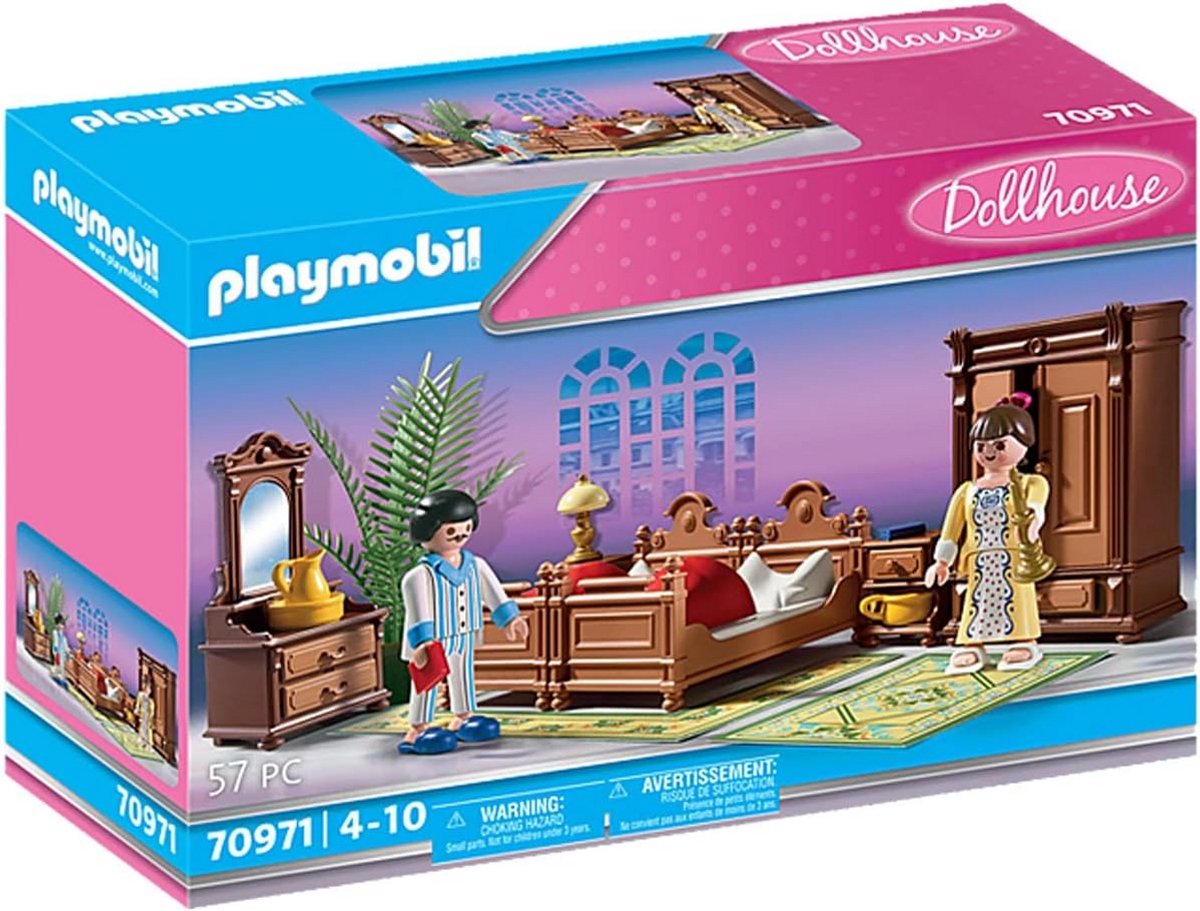 Victorian Poppenhuis Slaapkamer Speelset met Figuren en Meubels