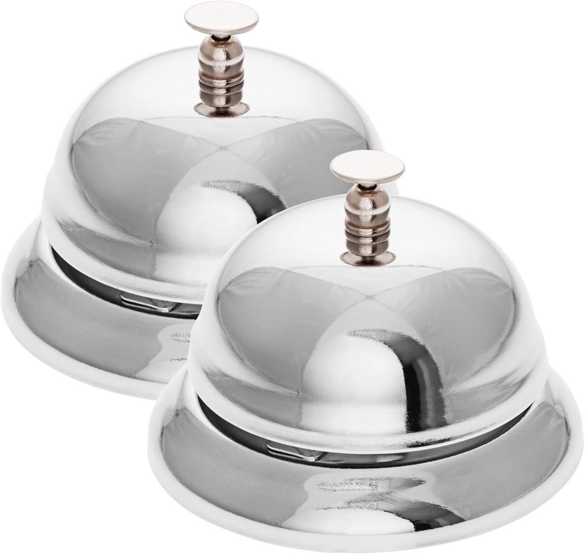 Set van 2 RVS Tafelsignalen met 8,5 cm Diameter – Stille Bel, Ontvangstbel, Gebruikt in Restaurants en Thuis
