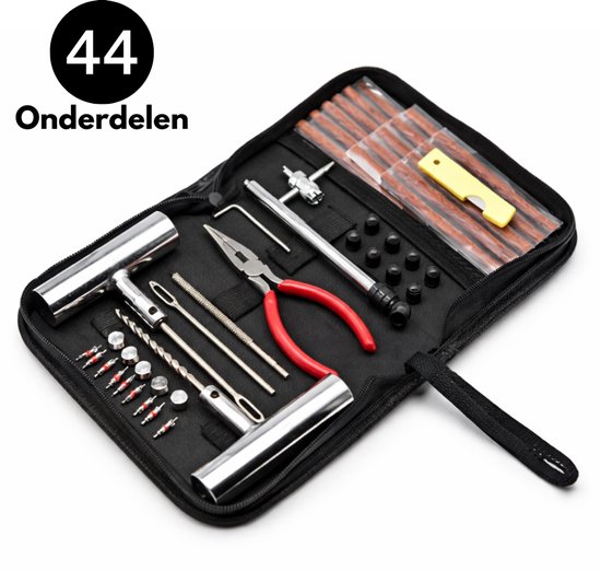 Knaak Bandenreparatieset - Complete Universele Tubeless Reparatieset met Plugger - Tang & Tas