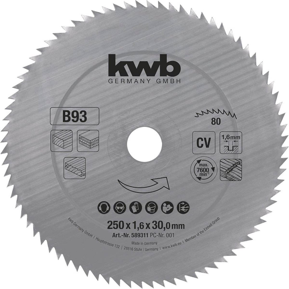 Cirkelzaagblad 250 x 30 mm - Fijne Nauwkeurige Snede voor Houten Panelen en Profielhout