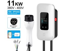 EV Wallbox 11 kW – 3-Fase – Type 2 – Grijs – Slimme Laadpaal voor Thuis & Zakelijk – App & RFID
