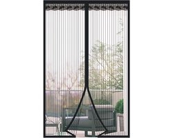 DIKER Vliegengaasdeur, magnetisch, 120 x 220 cm, vliegengordijn, magnetisch, balkondeur, zonder boren, insectenbeschermingsgordijn, klamboedeur, vliegendeuren voor woonkamer, terrasdeur, zwart