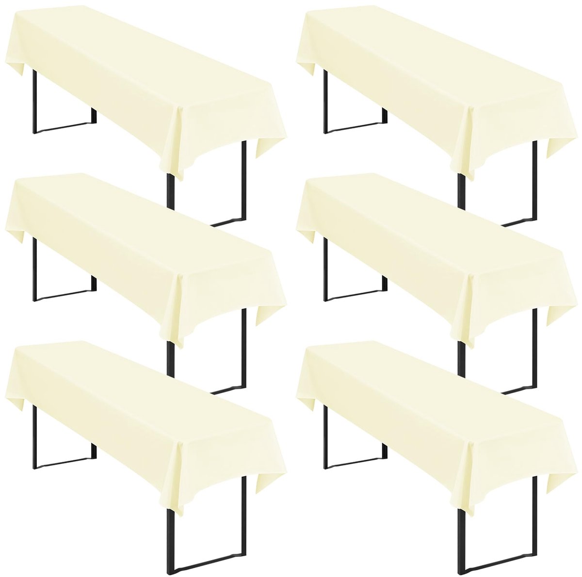 Unyqoos® Set van 6 wasbare polyester tafelkleden voor biertafels in beige kleur
