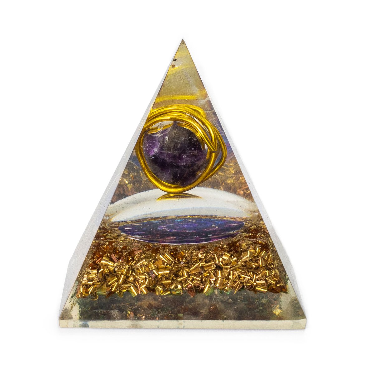 Ancient Wisdom Orgoniet Piramide Amethist - Koperen Schilfers Zwart