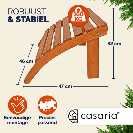 Casaria Voetsteun Adirondack – Acaciahout - 160kg Belastbaar Bruin