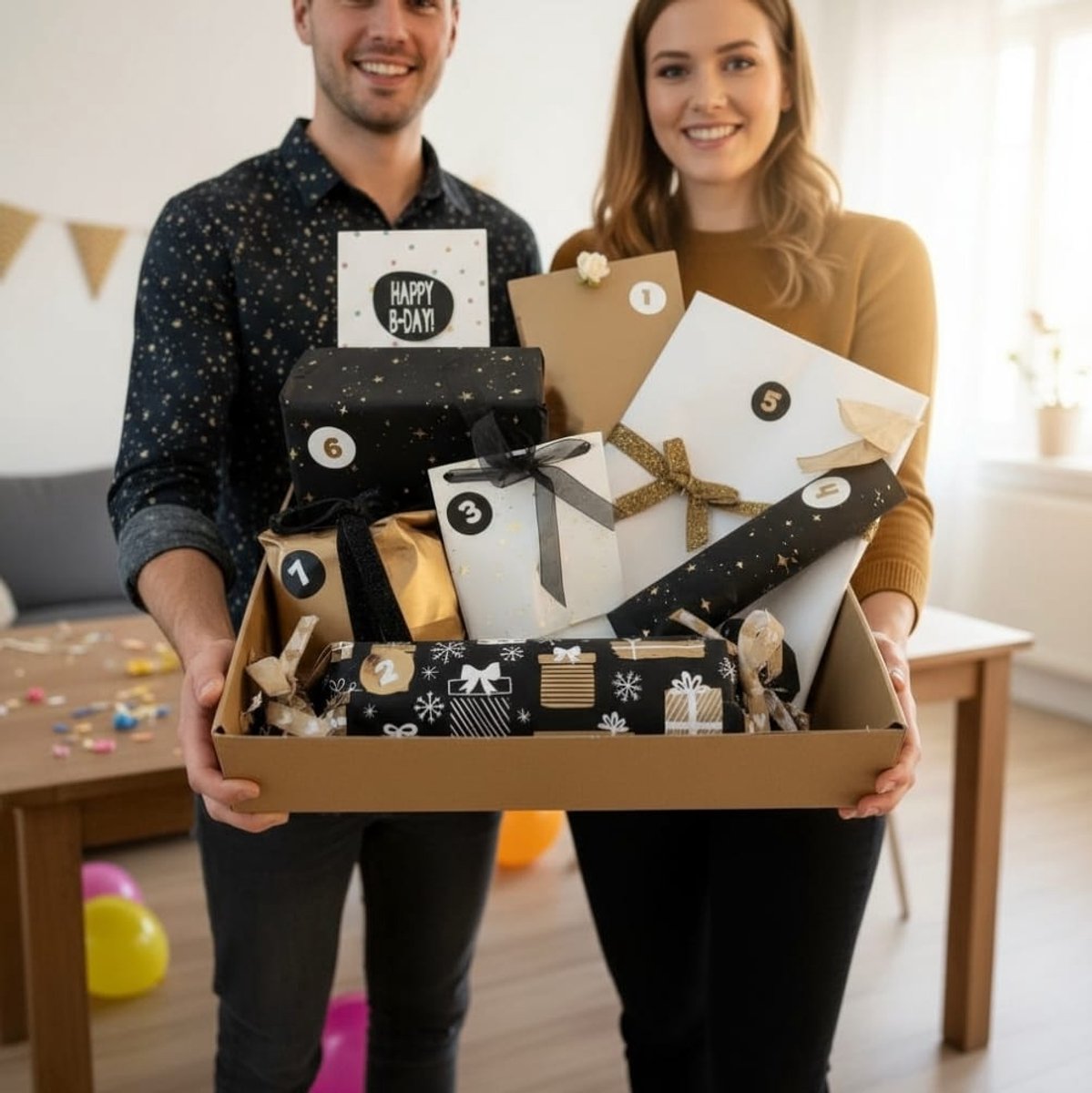 Advent Kalender Cadeaubox – 7 Genummerde Cadeautjes – Aftelcadeau voor Speciale Momenten – Verjaardag, Kerst, Valentijn, Moederdag & Vaderdag