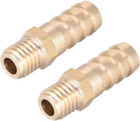 sourcing map Verbindungsstück aus Messing metrischer Stecker an Schlauch mit Widerhaken 8 mm x M10 x 1 (2 Stück
