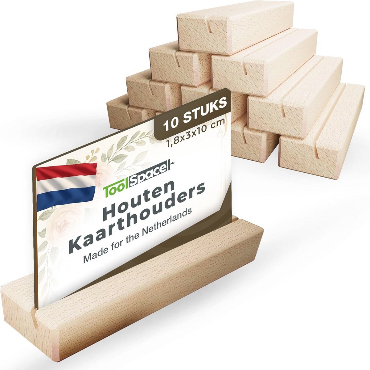 10 Stuks Houten Kaarthouders - Fotostandaard en Menukaarthouder van Beukenhout voor Tafel en Bruiloften