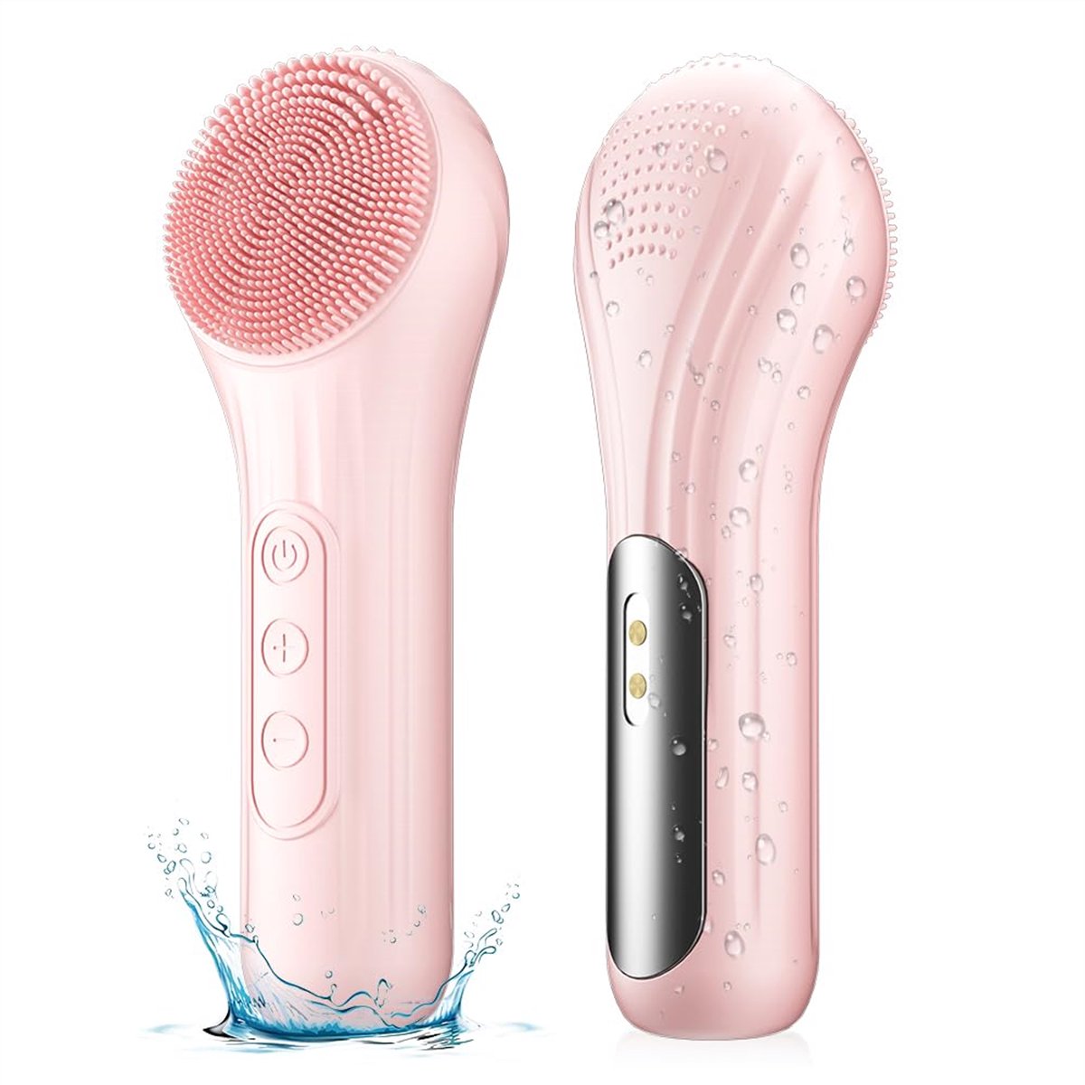 longziming -Elektrische Gezichtsreinigingsborstel van Siliconen – Waterdicht & Ultrasone Vibratie – Gezichtsmassage met Warmtefunctie – Diepe Reiniging & Huidverzorging – Roze