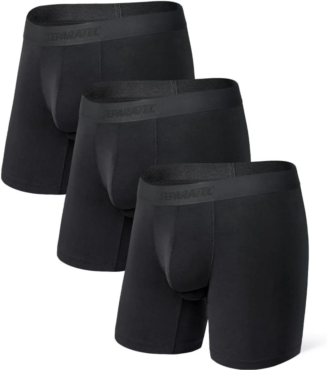 Heren Boxershorts Lange Pijp Ademend Bamboe Rayon Set van 3 - Dubbele Pouche