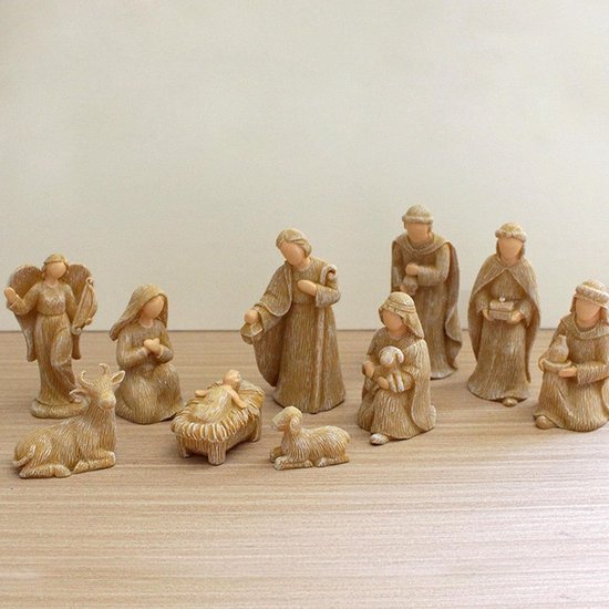 Complete Set Kerststalfiguren 10 Delig - Traditionele Kribbe Beelden