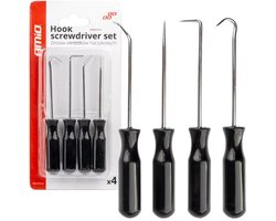 AMiO Precisie Pick en Haak Set 4-delig - Universeel Gereedschap voor Auto Reparatie, Elektronica, Hobby en DIY Werkzaamheden