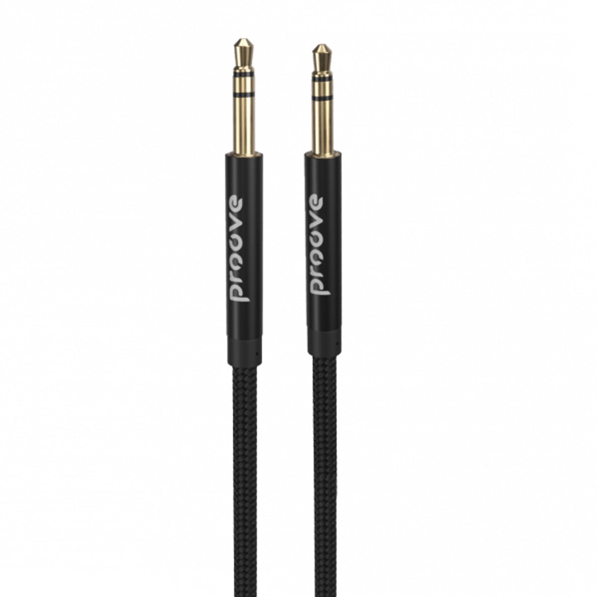Proove Weft AUX Kabel 3.5mm – 1 Meter – Nylon Gevlochten – Verwardingsvrij – Zinklegering Connectoren – Zwart – Geschikt voor Auto en Dagelijks Gebruik