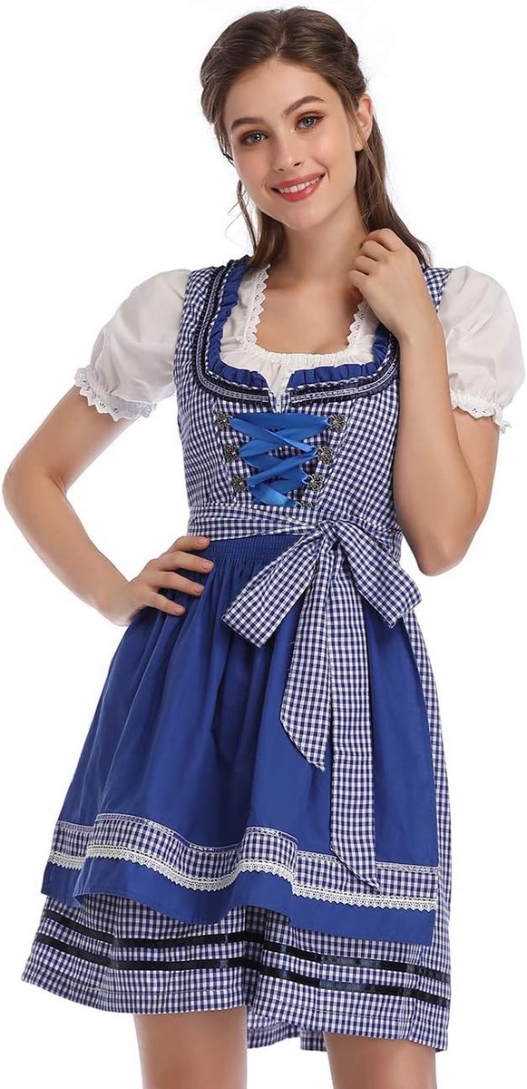 Traditionele Dirndl Jurk voor Dames met Schort Midi Oktoberfest Klederdracht