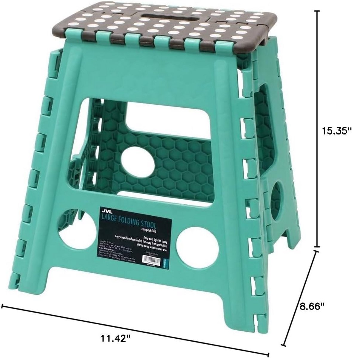 Grote Opvouwbare Kruk met Antislip, Turquoise en Grijs
