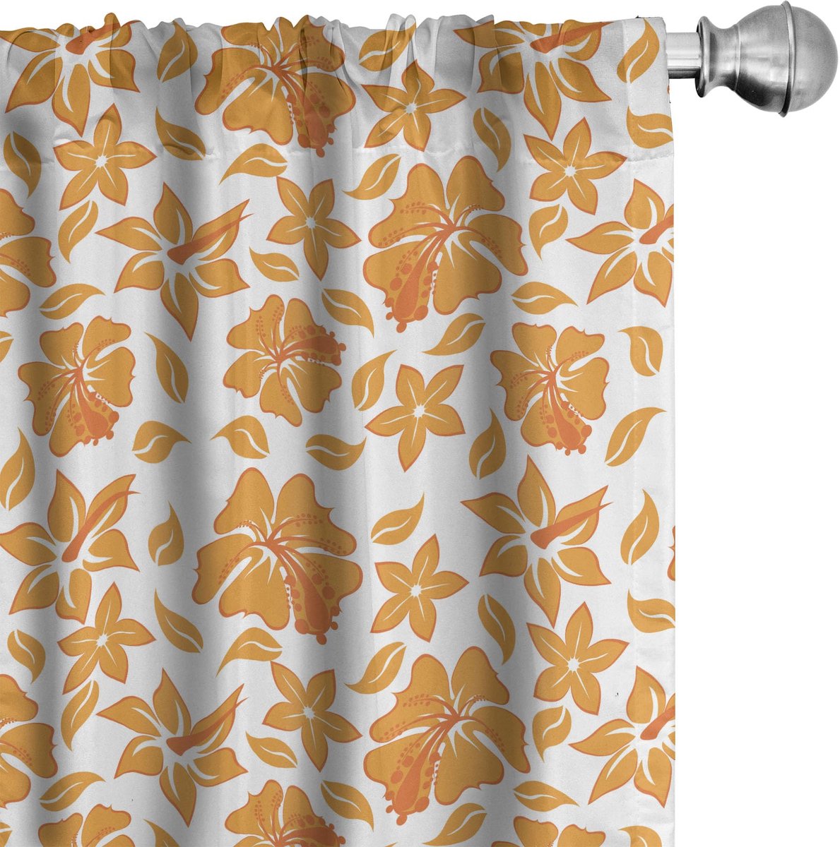 ABAKUHAUS Gordijnen – 2x75x245 cm – Halfdonkerend – Oranje/Wit Oranje Wit