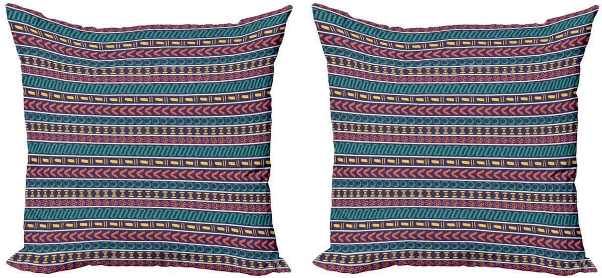 ABAKUHAUS Gestreepte Kussenhoezen – Set 2x40x40 cm – Dubbelzijdige Print – Microvezel – Multicolor Groen