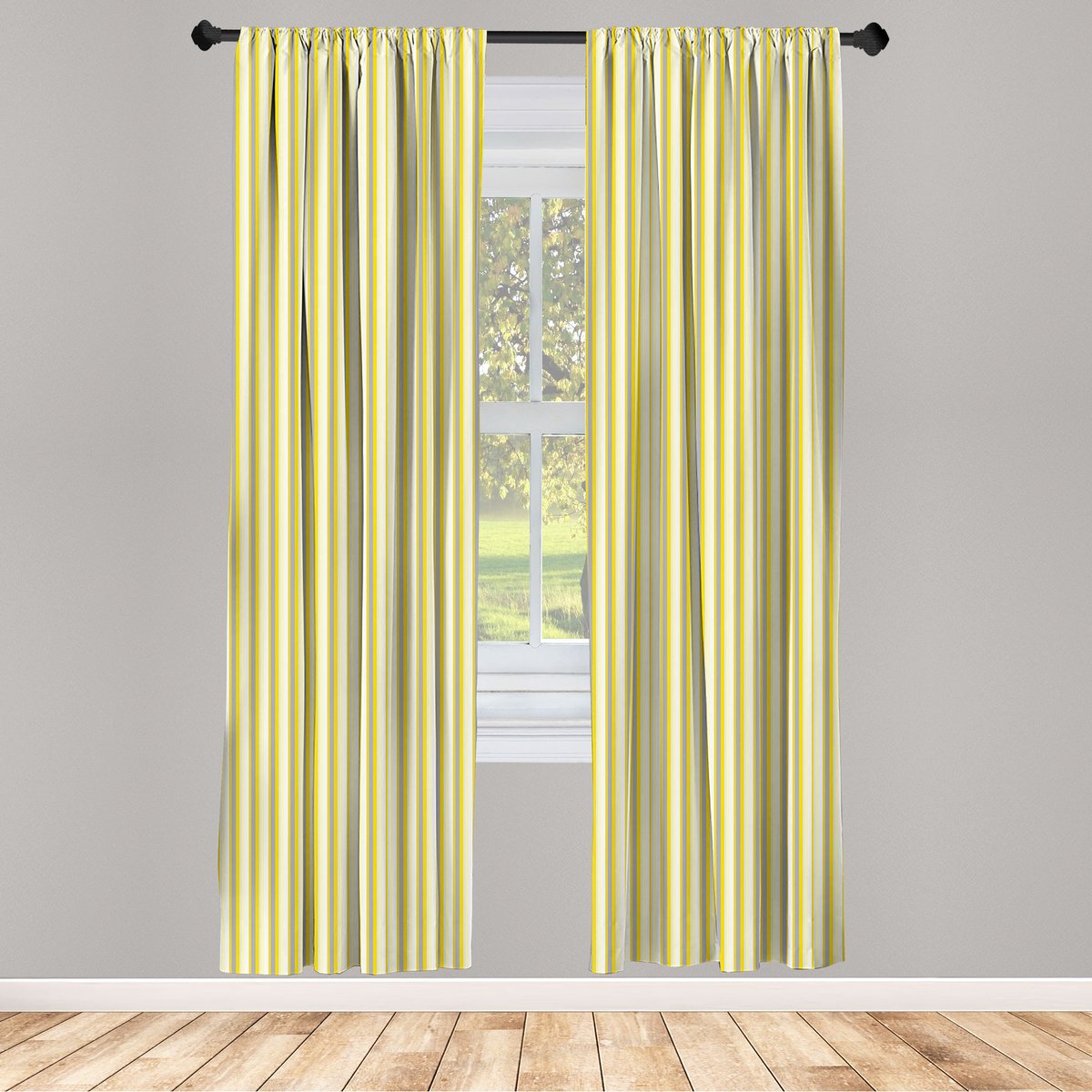 ABAKUHAUS Geel-Kokosnoot – 2-delig Raampaneel 75x245 cm – Microfiber