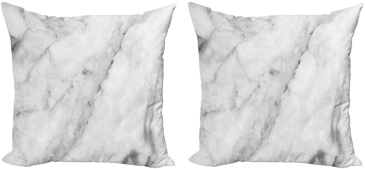 ABAKUHAUS Graniet Kussenhoezen – 2x50x50 cm – Dubbelzijdig bedrukt Grijs Grijs Stof Wit